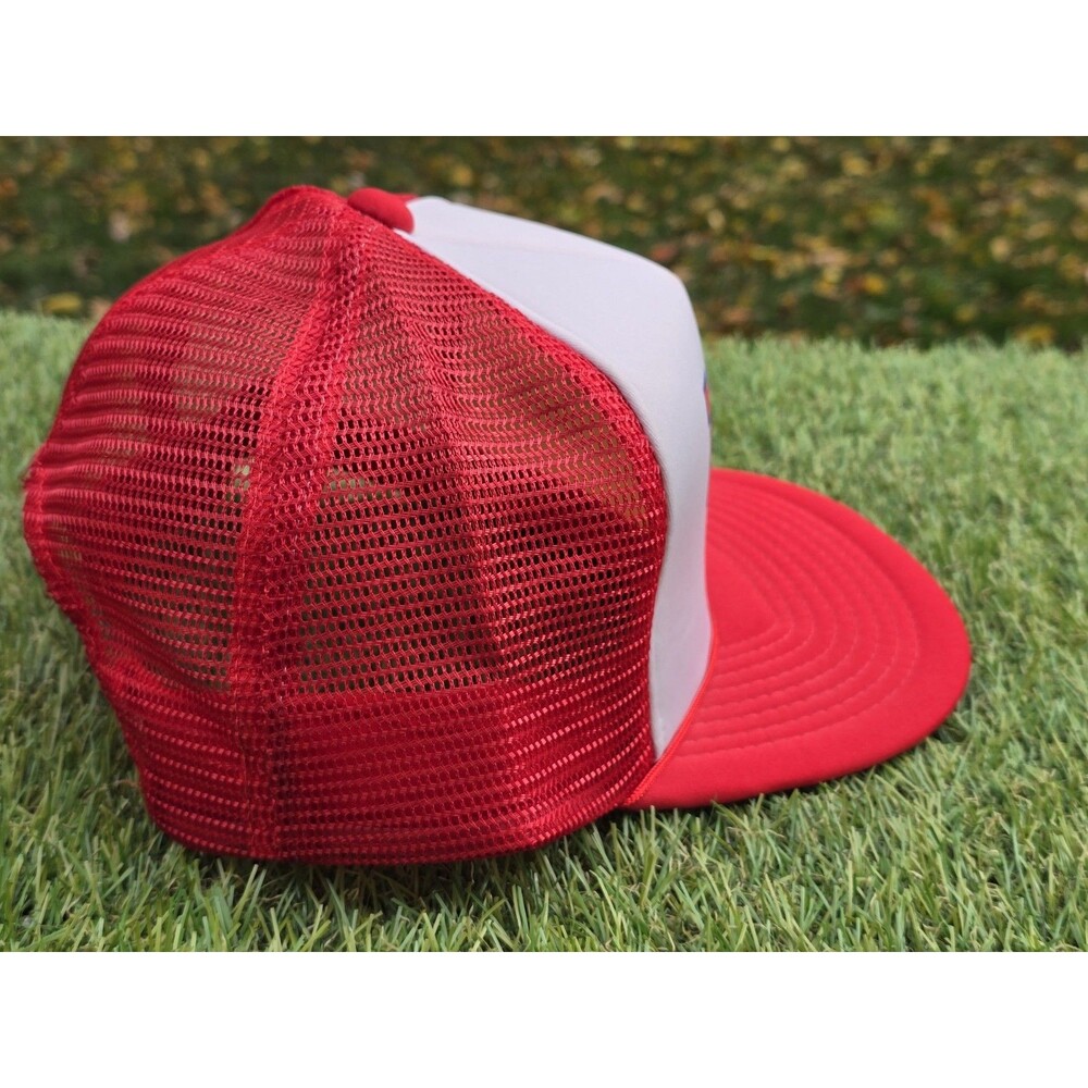 Vintage USA Snapback Trucker Hat Rope Foam New Old Stock Red White - Picture 8 of 13